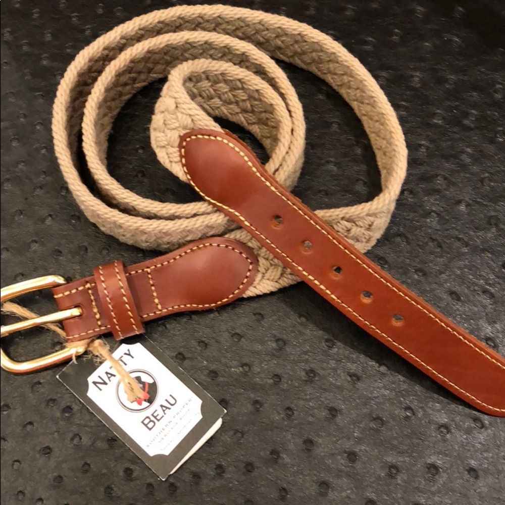 Leather Man Woven Khaki Belt